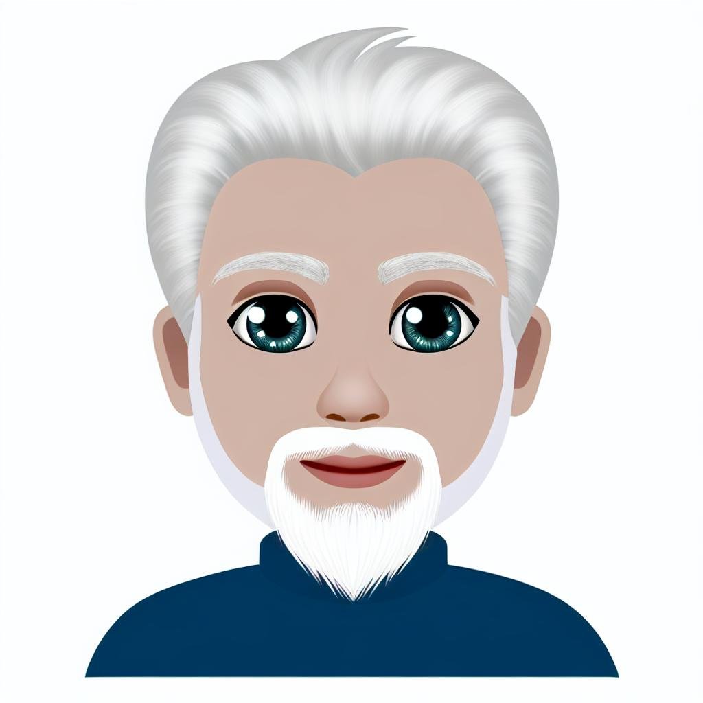 cartoon avatar male with white hair and short beard
